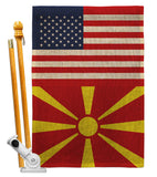 Macedonia US Friendship - Nationality Flags of the World Vertical Impressions Decorative Flags HG140439 Made In USA