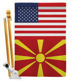 Macedonia US Friendship - Nationality Flags of the World Vertical Impressions Decorative Flags HG140439 Made In USA