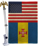 Madeira US Friendship - Nationality Flags of the World Vertical Impressions Decorative Flags HG140441 Made In USA