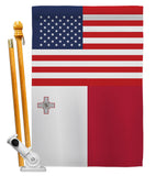 Malta US Friendship - Nationality Flags of the World Vertical Impressions Decorative Flags HG140446 Made In USA