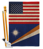 Marshall Islands US Friendship - Nationality Flags of the World Vertical Impressions Decorative Flags HG140447 Made In USA