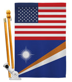 Marshall Islands US Friendship - Nationality Flags of the World Vertical Impressions Decorative Flags HG140447 Made In USA