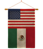 Mexico US Friendship - Nationality Flags of the World Vertical Impressions Decorative Flags HG140451 Made In USA