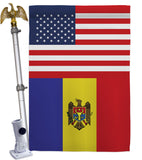 Moldova US Friendship - Nationality Flags of the World Vertical Impressions Decorative Flags HG140453 Made In USA