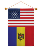 Moldova US Friendship - Nationality Flags of the World Vertical Impressions Decorative Flags HG140453 Made In USA