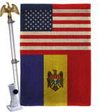 Moldova US Friendship - Nationality Flags of the World Vertical Impressions Decorative Flags HG140453 Made In USA