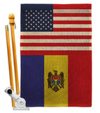 Moldova US Friendship - Nationality Flags of the World Vertical Impressions Decorative Flags HG140453 Made In USA