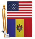 Moldova US Friendship - Nationality Flags of the World Vertical Impressions Decorative Flags HG140453 Made In USA