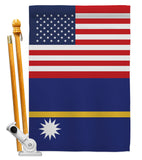 Nauru US Friendship - Nationality Flags of the World Vertical Impressions Decorative Flags HG140460 Made In USA