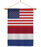 Netherlands US Friendship - Nationality Flags of the World Vertical Impressions Decorative Flags HG140463 Made In USA