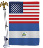 Nicaragua US Friendship - Nationality Flags of the World Vertical Impressions Decorative Flags HG140466 Made In USA