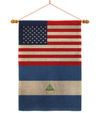 Nicaragua US Friendship - Nationality Flags of the World Vertical Impressions Decorative Flags HG140466 Made In USA