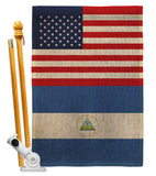 Nicaragua US Friendship - Nationality Flags of the World Vertical Impressions Decorative Flags HG140466 Made In USA