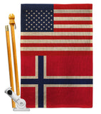 Norway US Friendship - Nationality Flags of the World Vertical Impressions Decorative Flags HG140471 Made In USA