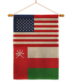 Oman US Friendship - Nationality Flags of the World Vertical Impressions Decorative Flags HG140474 Made In USA