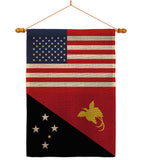 Papua New Guinea US Friendship - Nationality Flags of the World Vertical Impressions Decorative Flags HG140480 Made In USA