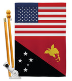 Papua New Guinea US Friendship - Nationality Flags of the World Vertical Impressions Decorative Flags HG140480 Made In USA