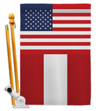 Peru US Friendship - Nationality Flags of the World Vertical Impressions Decorative Flags HG140483 Made In USA