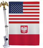 Poland w/Eagle US Friendship - Nationality Flags of the World Vertical Impressions Decorative Flags HG140487 Made In USA