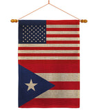 Puerto Rico US Friendship - Nationality Flags of the World Vertical Impressions Decorative Flags HG140489 Made In USA