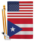 Puerto Rico US Friendship - Nationality Flags of the World Vertical Impressions Decorative Flags HG140489 Made In USA