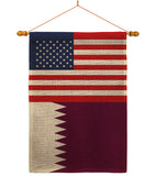 Qatar US Friendship - Nationality Flags of the World Vertical Impressions Decorative Flags HG140490 Made In USA