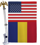 Romania US Friendship - Nationality Flags of the World Vertical Impressions Decorative Flags HG140491 Made In USA