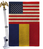 Romania US Friendship - Nationality Flags of the World Vertical Impressions Decorative Flags HG140491 Made In USA