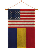 Romania US Friendship - Nationality Flags of the World Vertical Impressions Decorative Flags HG140491 Made In USA