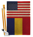 Romania US Friendship - Nationality Flags of the World Vertical Impressions Decorative Flags HG140491 Made In USA