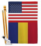 Romania US Friendship - Nationality Flags of the World Vertical Impressions Decorative Flags HG140491 Made In USA