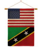 Saint Kitts & Nevis US Friendship - Nationality Flags of the World Vertical Impressions Decorative Flags HG140495 Made In USA