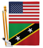 Saint Kitts & Nevis US Friendship - Nationality Flags of the World Vertical Impressions Decorative Flags HG140495 Made In USA