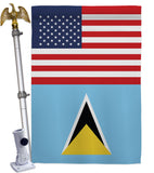 Saint Lucia US Friendship - Nationality Flags of the World Vertical Impressions Decorative Flags HG140496 Made In USA