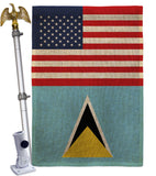 Saint Lucia US Friendship - Nationality Flags of the World Vertical Impressions Decorative Flags HG140496 Made In USA