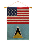 Saint Lucia US Friendship - Nationality Flags of the World Vertical Impressions Decorative Flags HG140496 Made In USA