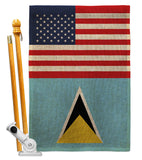 Saint Lucia US Friendship - Nationality Flags of the World Vertical Impressions Decorative Flags HG140496 Made In USA