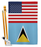 Saint Lucia US Friendship - Nationality Flags of the World Vertical Impressions Decorative Flags HG140496 Made In USA