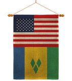 Saint Vincent US Friendship - Nationality Flags of the World Vertical Impressions Decorative Flags HG140497 Made In USA