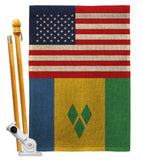 Saint Vincent US Friendship - Nationality Flags of the World Vertical Impressions Decorative Flags HG140497 Made In USA