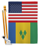 Saint Vincent US Friendship - Nationality Flags of the World Vertical Impressions Decorative Flags HG140497 Made In USA