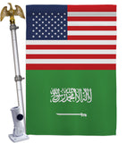 Saudi Arabia US Friendship - Nationality Flags of the World Vertical Impressions Decorative Flags HG140639 Made In USA