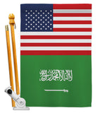 Saudi Arabia US Friendship - Nationality Flags of the World Vertical Impressions Decorative Flags HG140639 Made In USA