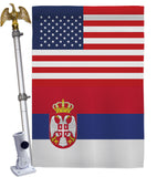 Serbia US Friendship - Nationality Flags of the World Vertical Impressions Decorative Flags HG140643 Made In USA