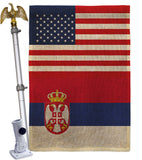 Serbia US Friendship - Nationality Flags of the World Vertical Impressions Decorative Flags HG140643 Made In USA