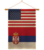 Serbia US Friendship - Nationality Flags of the World Vertical Impressions Decorative Flags HG140643 Made In USA