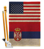 Serbia US Friendship - Nationality Flags of the World Vertical Impressions Decorative Flags HG140643 Made In USA