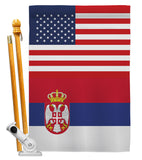 Serbia US Friendship - Nationality Flags of the World Vertical Impressions Decorative Flags HG140643 Made In USA