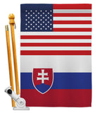 Slovakia US Friendship - Nationality Flags of the World Vertical Impressions Decorative Flags HG140647 Made In USA