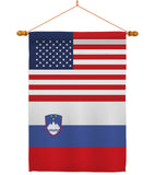 Slovenia US Friendship - Nationality Flags of the World Vertical Impressions Decorative Flags HG140648 Made In USA